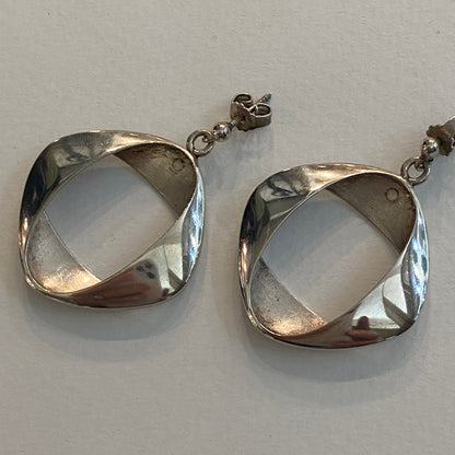 Estate Georg Jensen Sterling Silver Square Earrings by Henning Koppel, Design No. 190