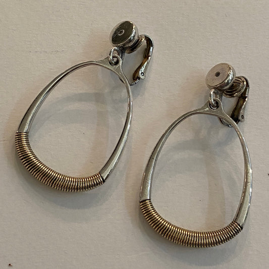 Estate Georg Jensen Sterling Silver Earrings Wire Wrapped by Sigvaard Bernadotte, Design No. 124