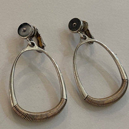 Estate Georg Jensen Sterling Silver Earrings Wire Wrapped by Sigvaard Bernadotte, Design No. 124