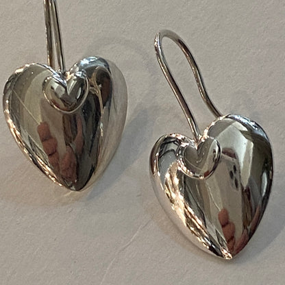 Estate Georg Jensen Sterling Silver Heart Earrings, Design No. 187