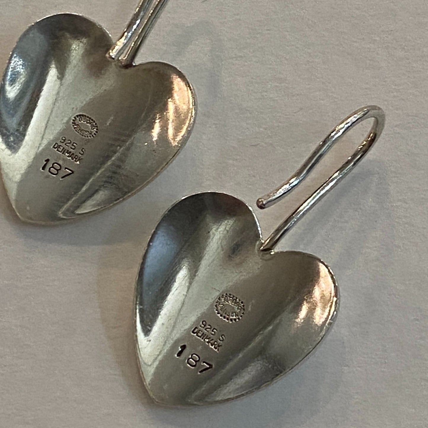 Estate Georg Jensen Sterling Silver Heart Earrings, Design No. 187