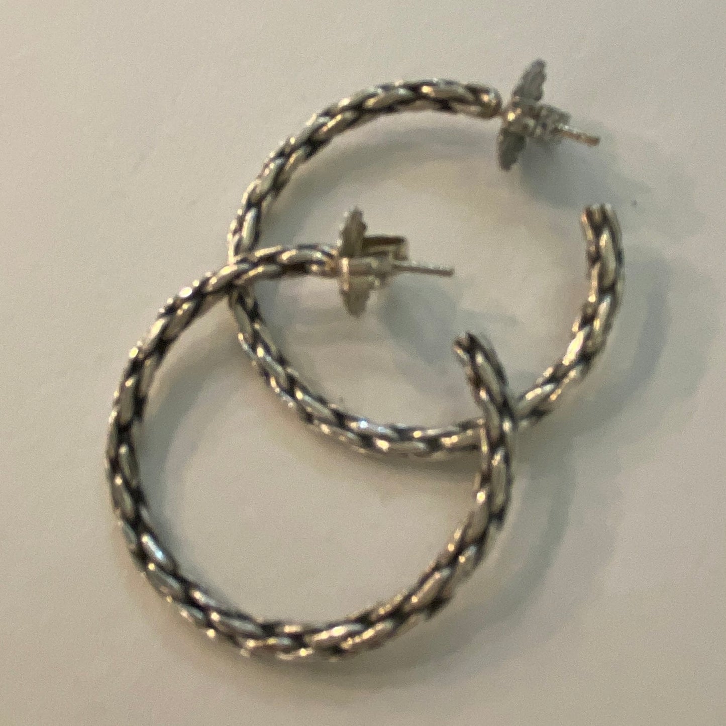 Estate Georg Jensen Sterling Silver Chain Hoop Earrings