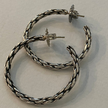 Estate Georg Jensen Sterling Silver Chain Hoop Earrings