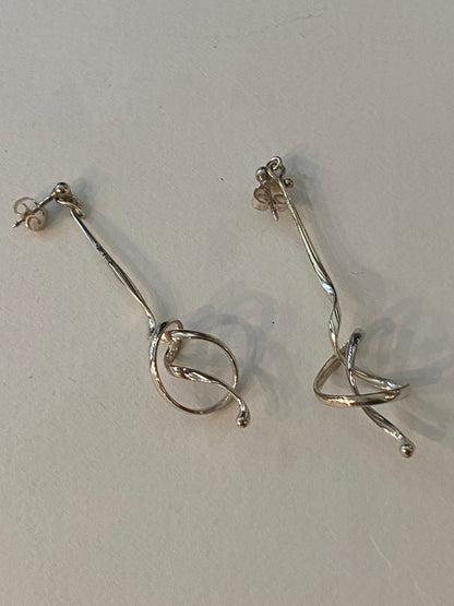 Estate Georg Jensen Sterling Silver Earrings "Forget Me Knot" by Vivianna Torun