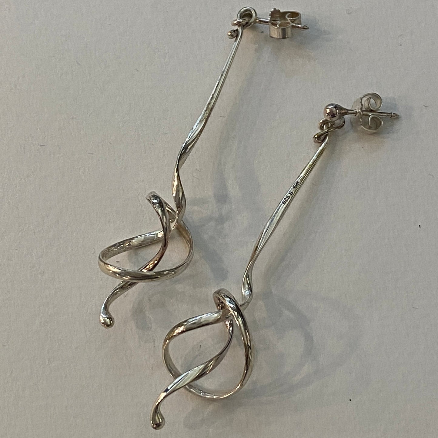 Estate Georg Jensen Sterling Silver Earrings "Forget Me Knot" by Vivianna Torun