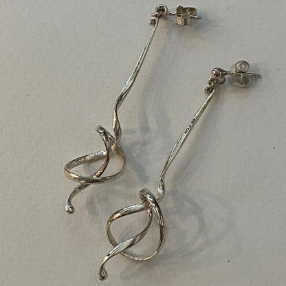 Estate Georg Jensen Sterling Silver Earrings "Forget Me Knot" by Vivianna Torun