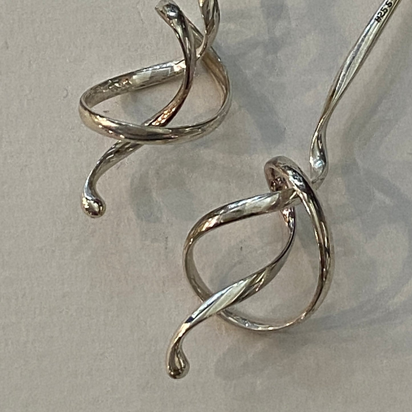 Estate Georg Jensen Sterling Silver Earrings "Forget Me Knot" by Vivianna Torun