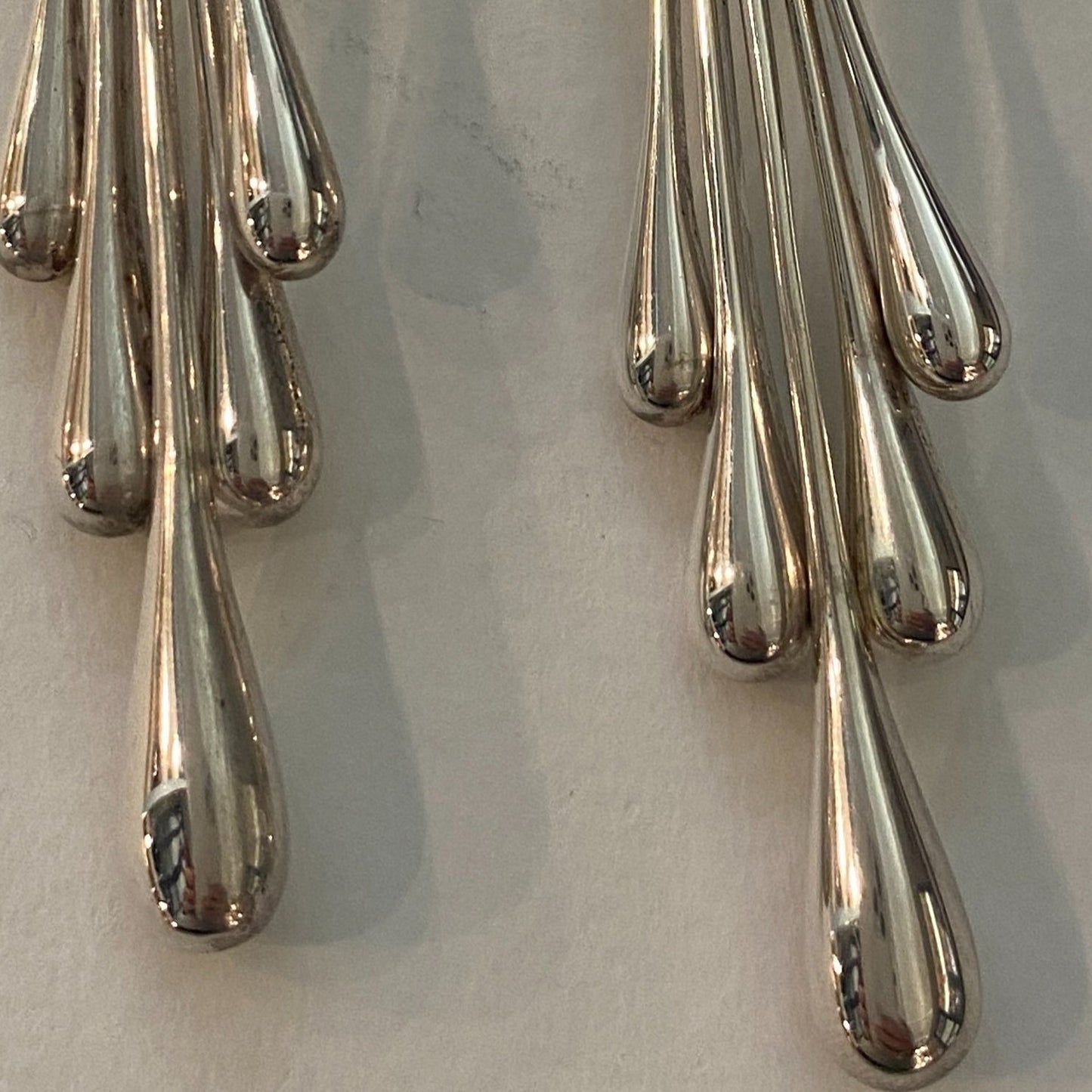 Estate Georg Jensen Sterling Silver Multi-Teardrop Earrings by Astrid Fog, Design No. 235 (Archive Collection)