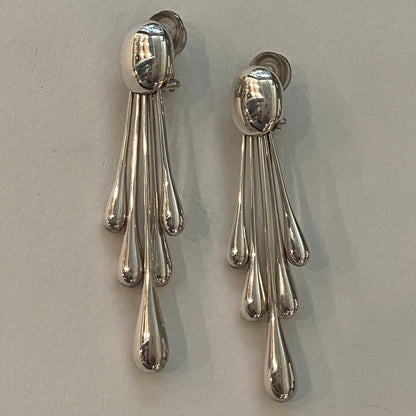 Estate Georg Jensen Sterling Silver Multi-Teardrop Earrings by Astrid Fog, Design No. 235 (Archive Collection)