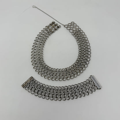 Estate Sterling Silver David Yurman Chain Necklace and Bracelet with 18K Gold DY Hallmark