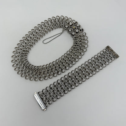 Estate Sterling Silver David Yurman Chain Necklace and Bracelet with 18K Gold DY Hallmark