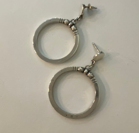 Estate Georg Jensen Sterling Silver Acorn Hoop Pierced Earrings, Design 121