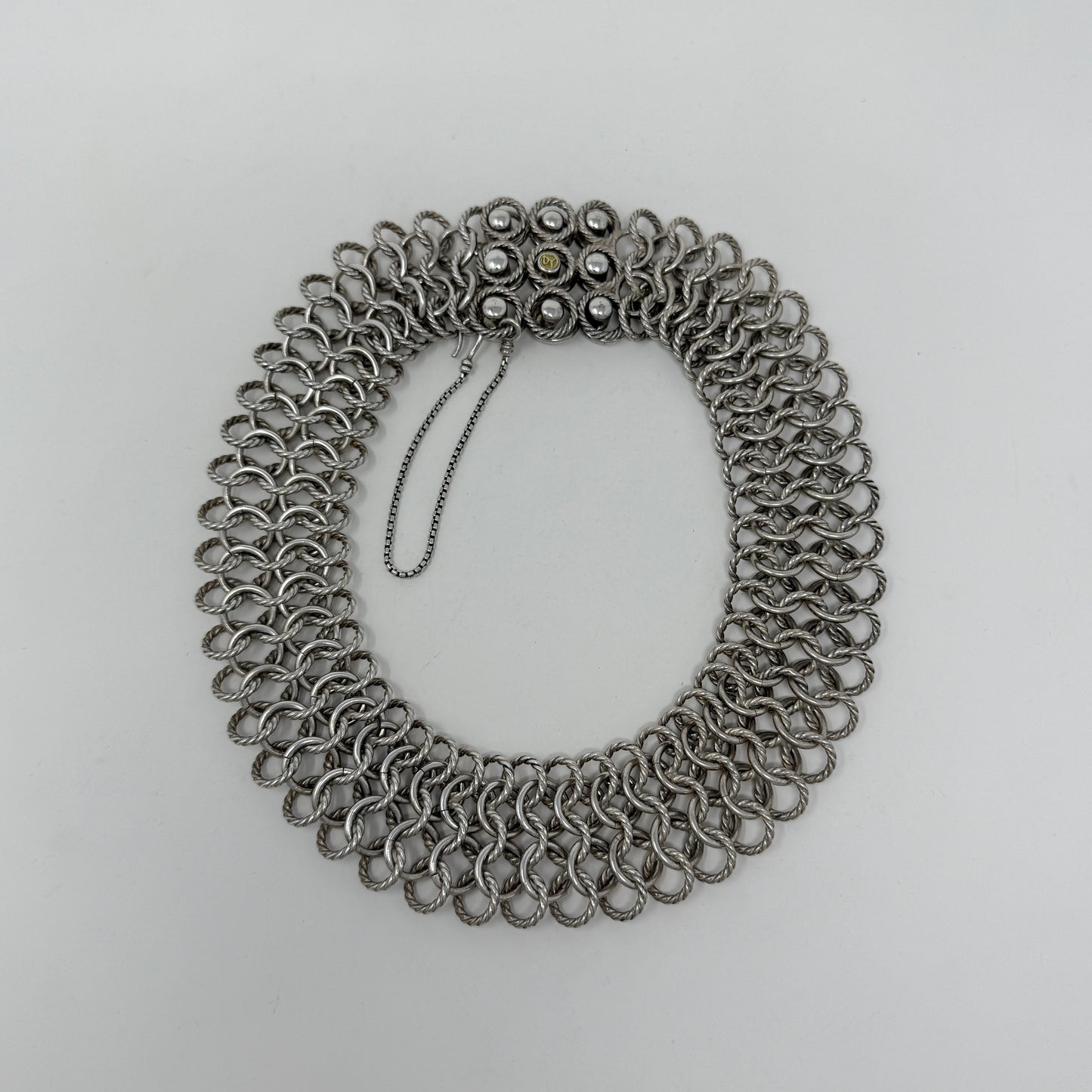 Estate Sterling Silver David Yurman Chain Necklace and Bracelet with 18K Gold DY Hallmark