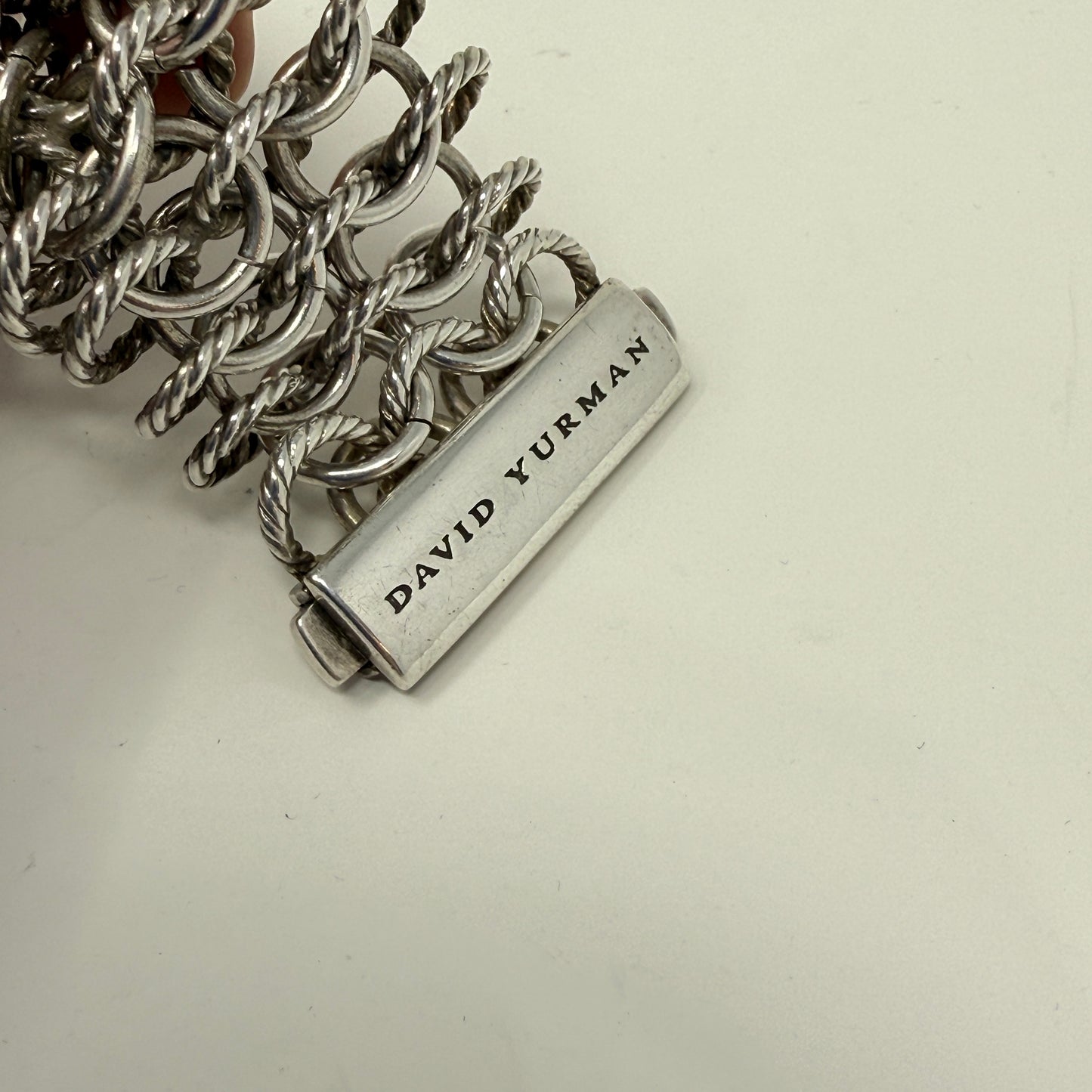 Estate Sterling Silver David Yurman Chain Necklace and Bracelet with 18K Gold DY Hallmark