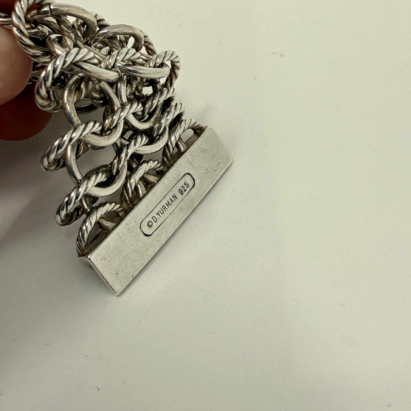 Estate Sterling Silver David Yurman Chain Necklace and Bracelet with 18K Gold DY Hallmark