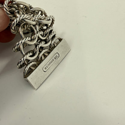 Estate Sterling Silver David Yurman Chain Necklace and Bracelet with 18K Gold DY Hallmark