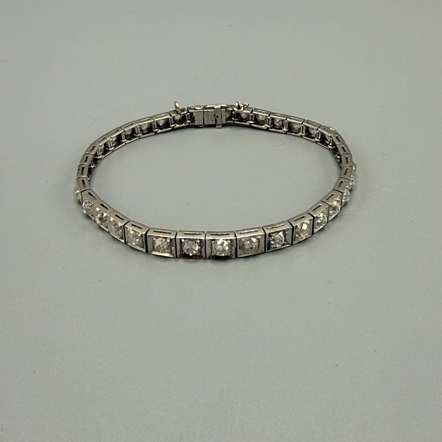 Estate Graduated Diamond Bezel Art Deco Tennis Bracelet