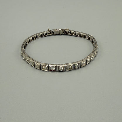 Estate Graduated Diamond Bezel Art Deco Tennis Bracelet