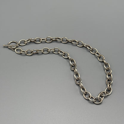 Estate Sterling Silver Round Link Toggle Chain Necklace