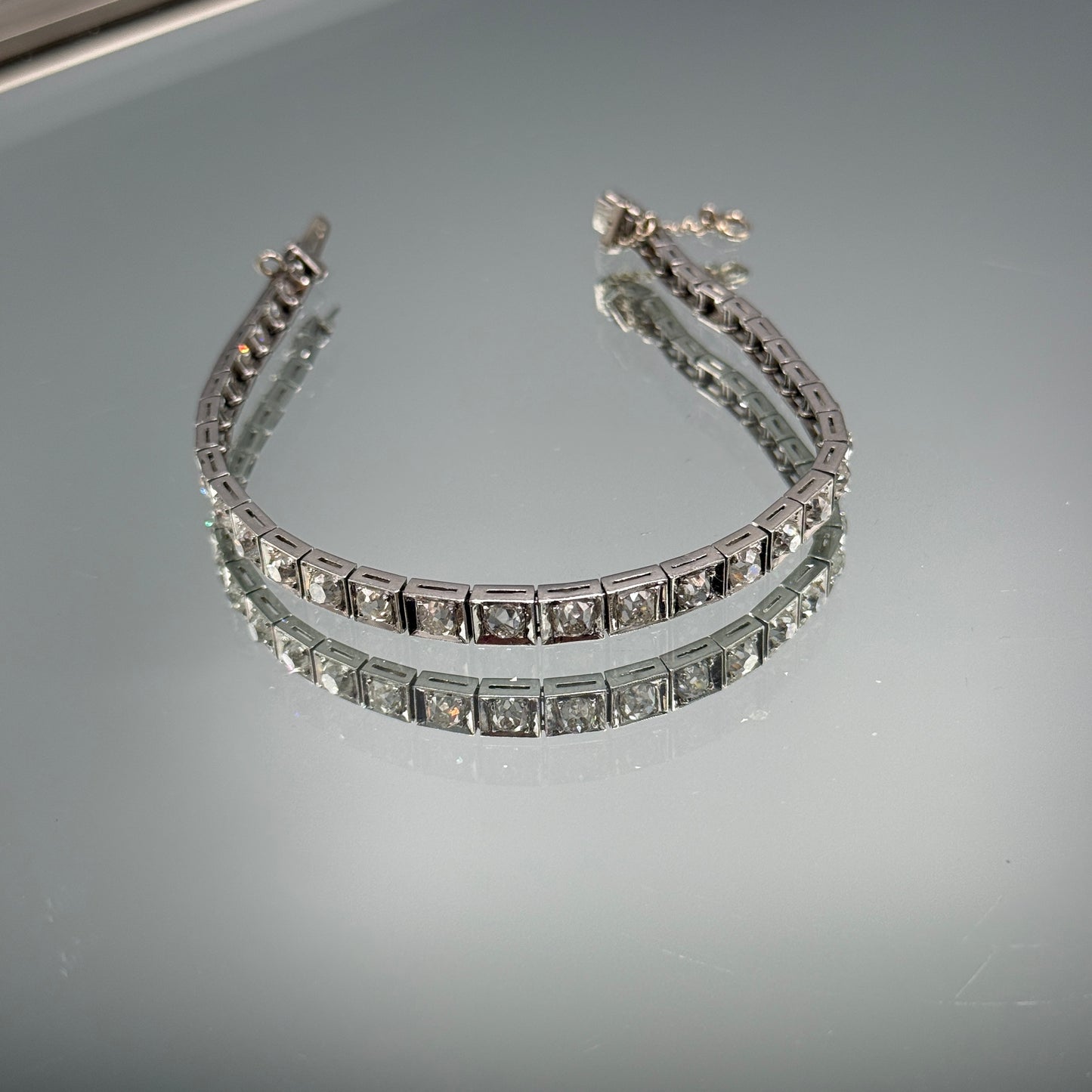 Estate Graduated Diamond Bezel Art Deco Tennis Bracelet