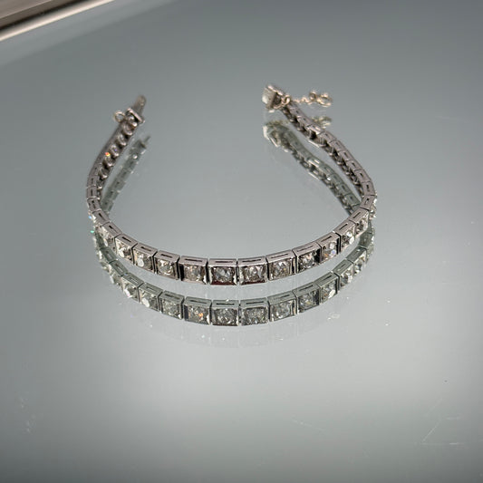 Estate Graduated Diamond Bezel Art Deco Tennis Bracelet