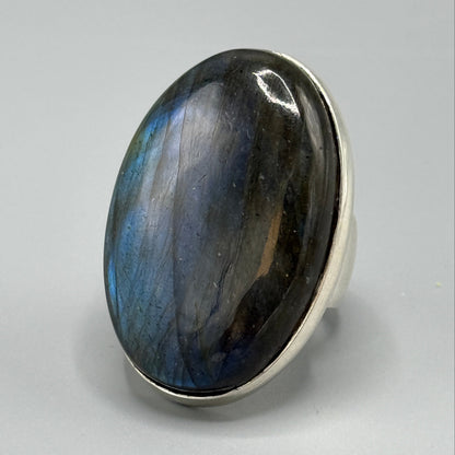New Sterling Silver Labradorite Oversized Ring