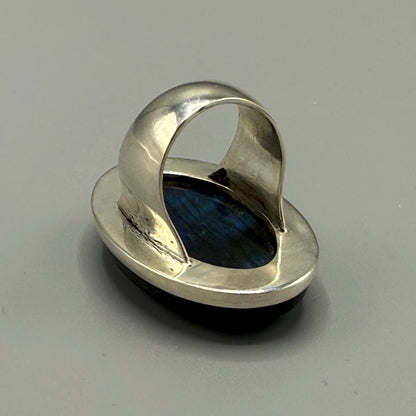 New Sterling Silver Labradorite Oversized Ring