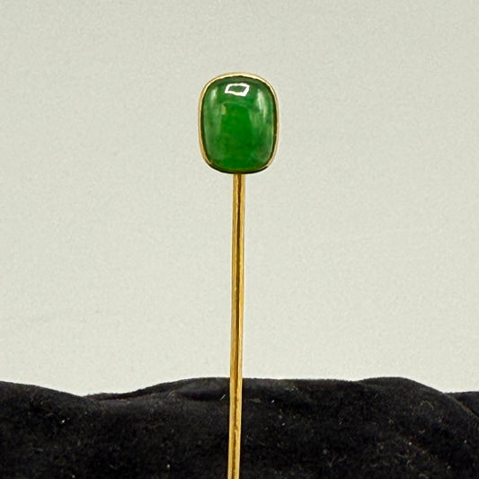 Estate Imperial Jadeite Stick Pin in 22kt Gold