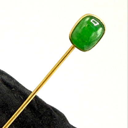 Estate Imperial Jadeite Stick Pin in 22kt Gold