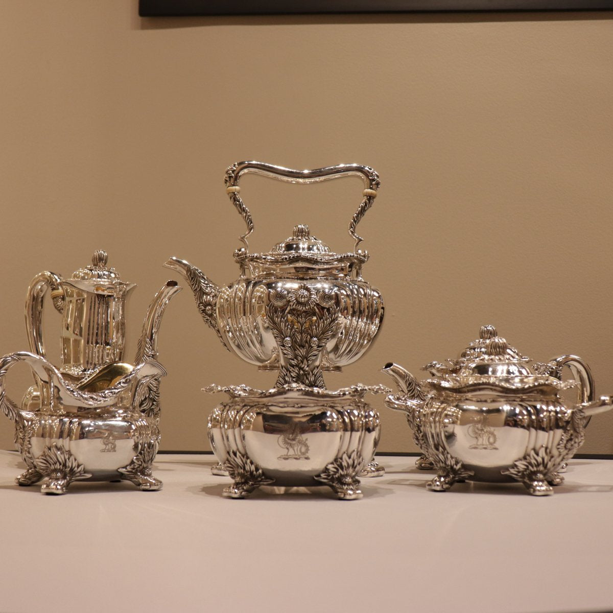 Estate Tiffany & Co. Sterling Silver Chrysanthemum 7 Piece Tea Set with Tray