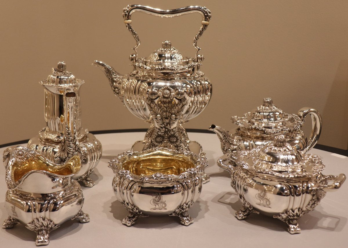 Estate Tiffany & Co. Sterling Silver Chrysanthemum 7 Piece Tea Set with Tray