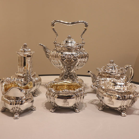 Estate Tiffany & Co. Sterling Silver Chrysanthemum 7 Piece Tea Set with Tray