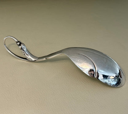 Estate Georg Jensen Sterling Silver Ornamental Serving Spoons Set of 5 in a Fitted Box No 21 & No 141