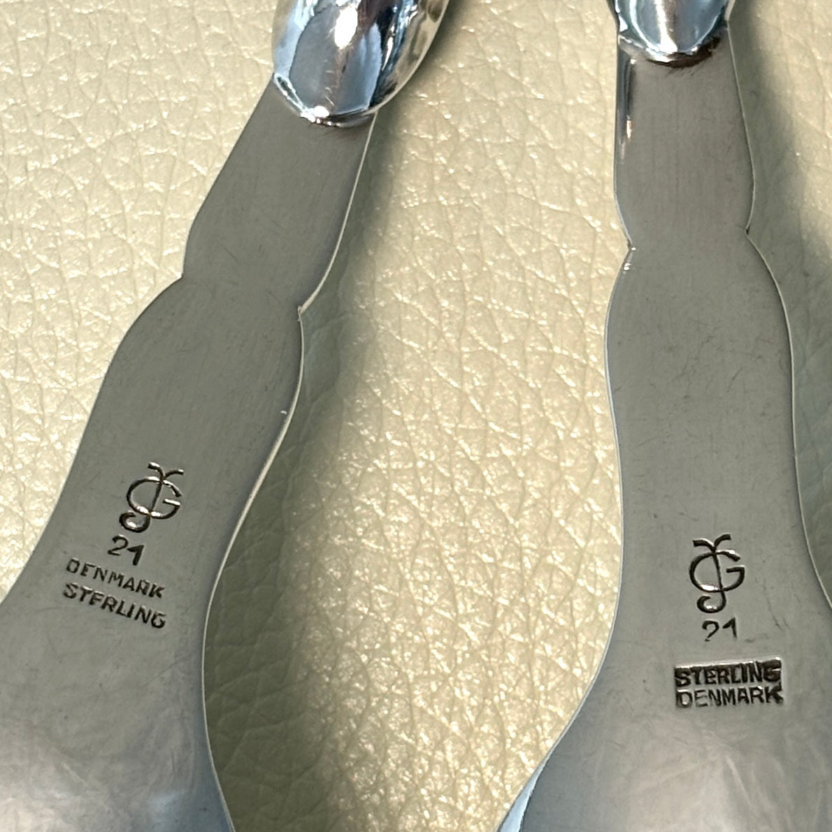 Estate Georg Jensen Sterling Silver Ornamental Serving Spoons Set of 5 in a Fitted Box No 21 & No 141