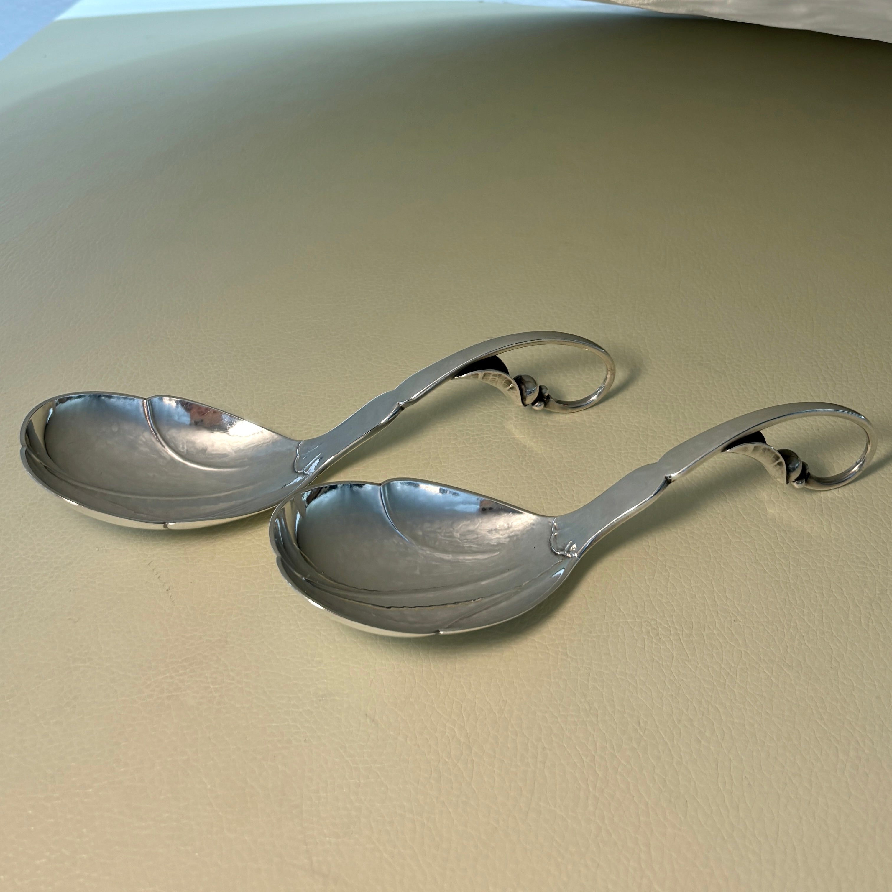 Estate Georg Jensen Sterling Silver Ornamental Serving Spoons Set