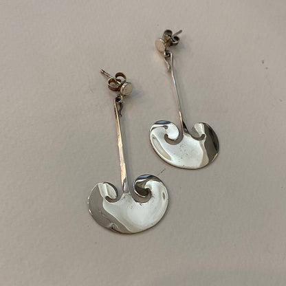 Georg Jensen Sterling Silver Hand Wrought Dangle Earrings by Vivianna Torun, Design 372B