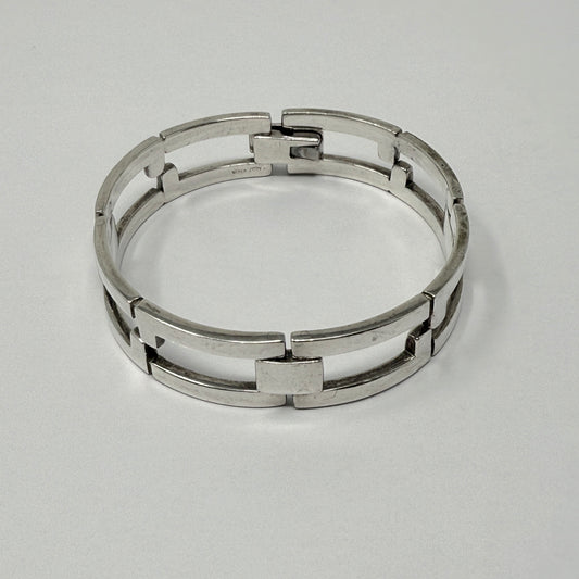 Estate Gucci Sterling Silver Rectangular Curved Link Bracelet