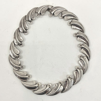 Estate Antonio Pineda .970 Silver Leaf Choker Necklace