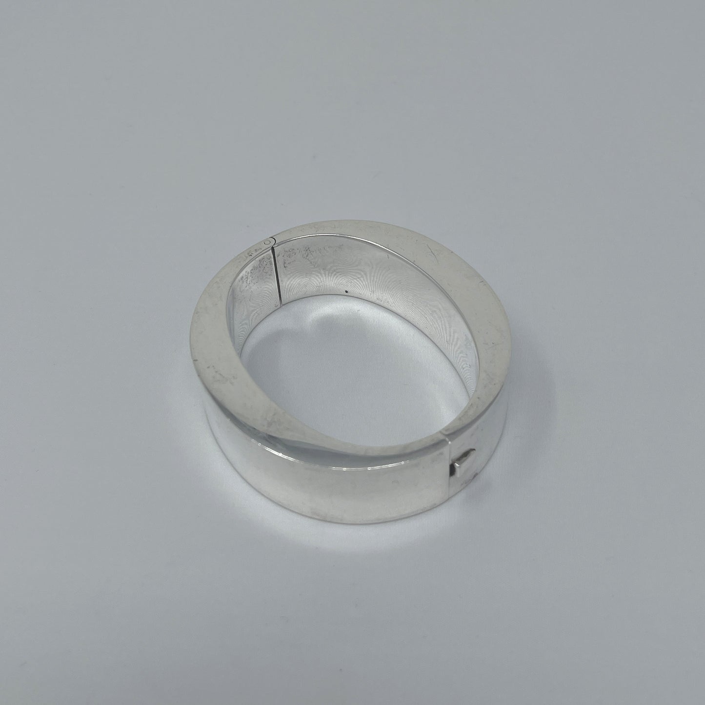 Estate Sterling Silver Wide Oval Bangle by Jondell