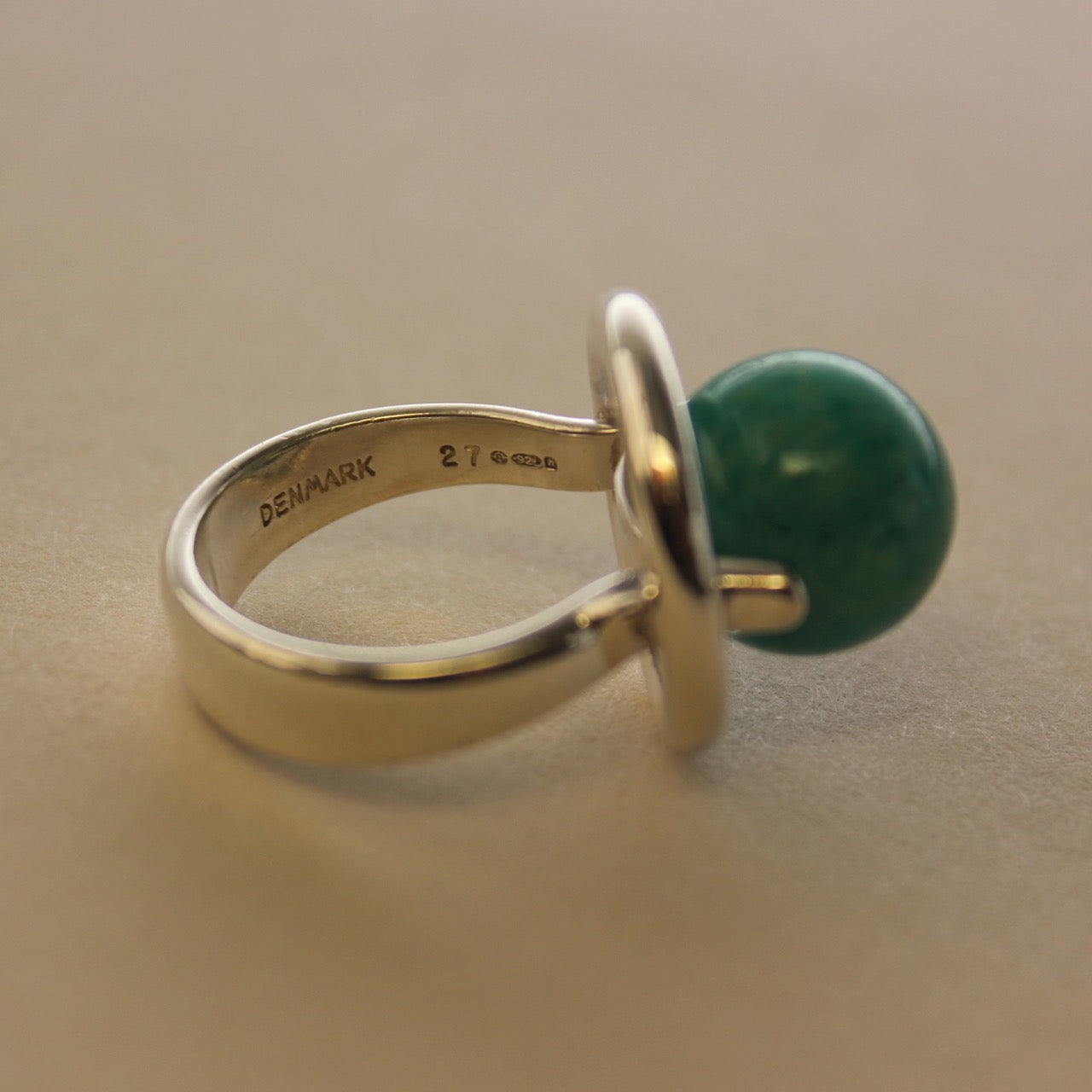 Estate Hans Hansen Sterling Silver with Amazonite Ball Modernist Ring