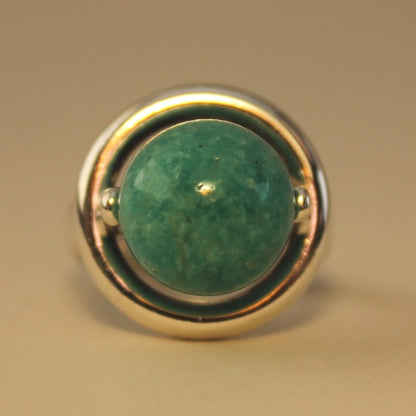 Estate Hans Hansen Sterling Silver with Amazonite Ball Modernist Ring