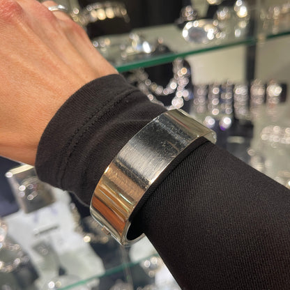 Estate Sterling Silver Wide Oval Bangle by Jondell