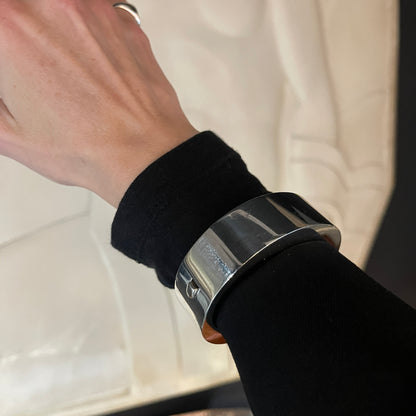 Estate Sterling Silver Wide Oval Bangle by Jondell