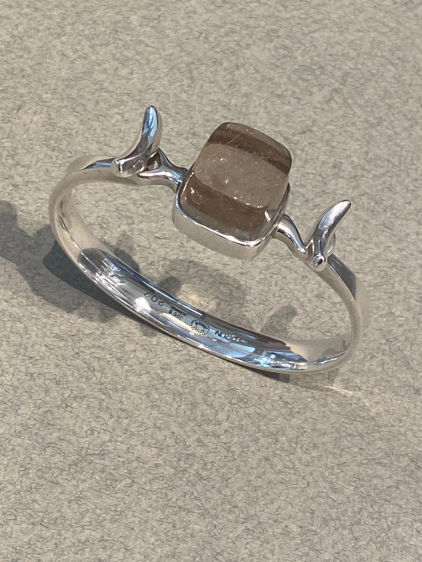 Georg Jensen Sterling Silver Cuff with Rutilated Quartz No. 207 by Vivianna Torun