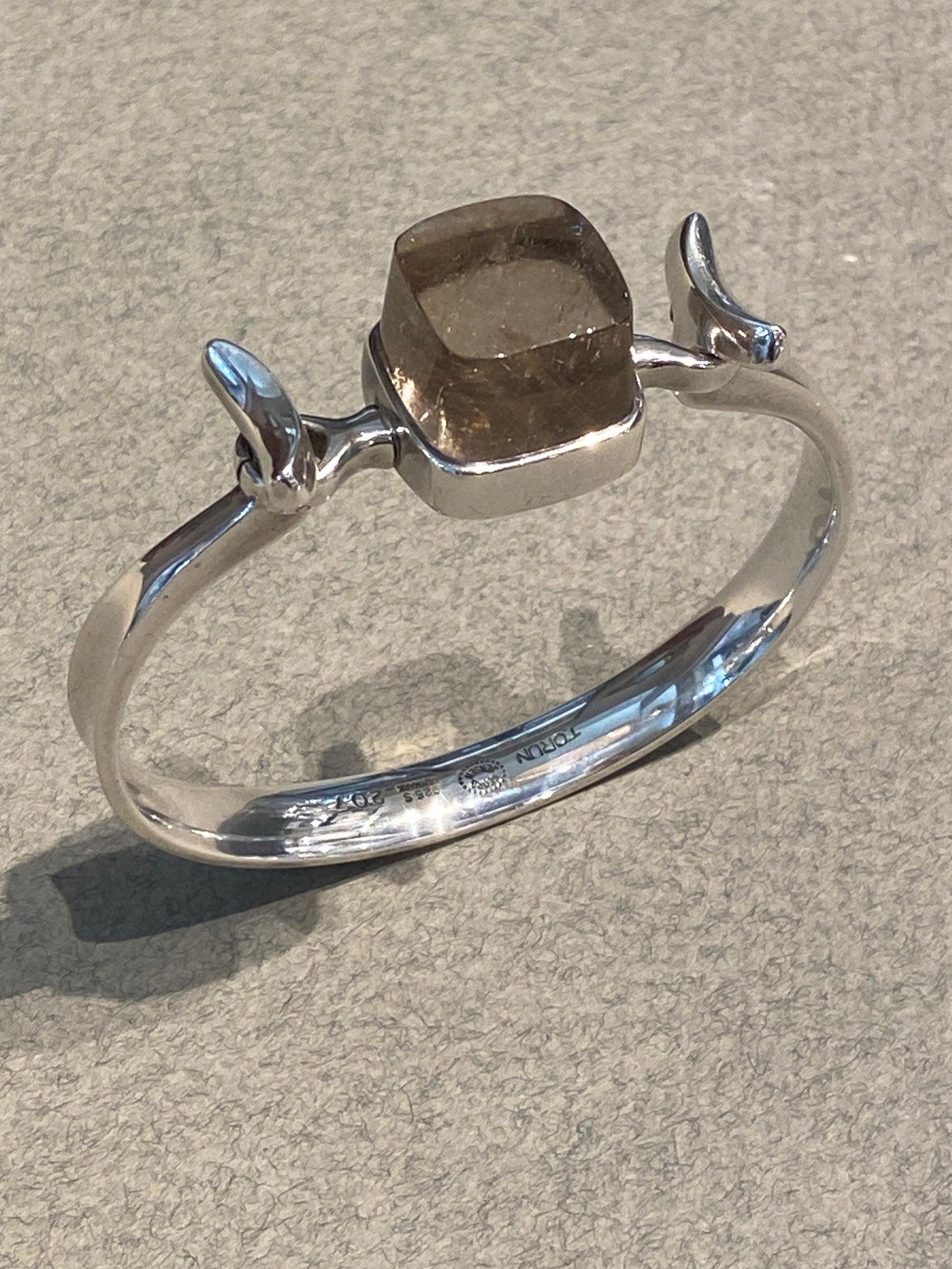 Georg Jensen Sterling Silver Cuff with Rutilated Quartz No. 207 by Vivianna Torun