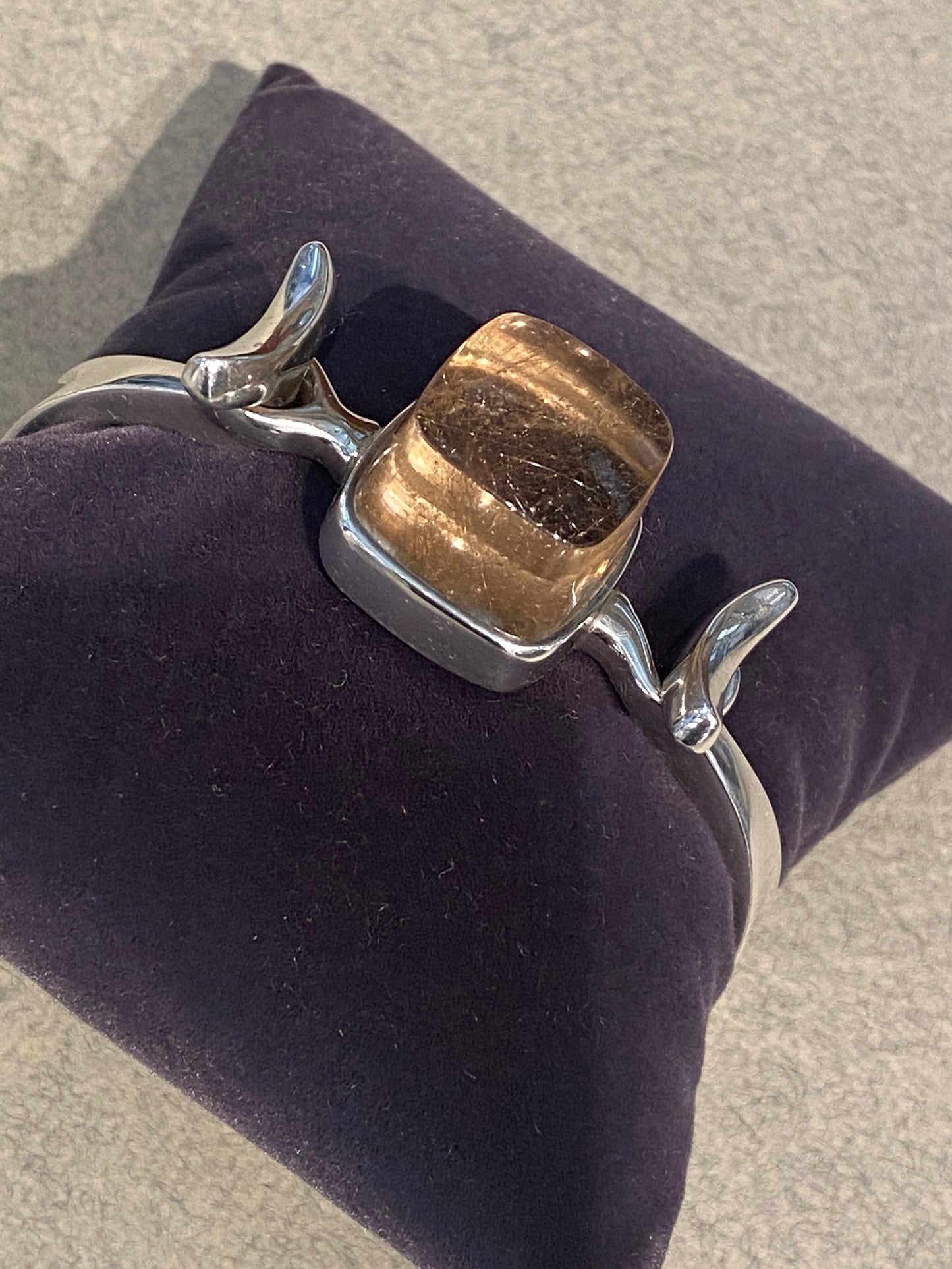 Georg Jensen Sterling Silver Cuff with Rutilated Quartz No. 207 by Vivianna Torun