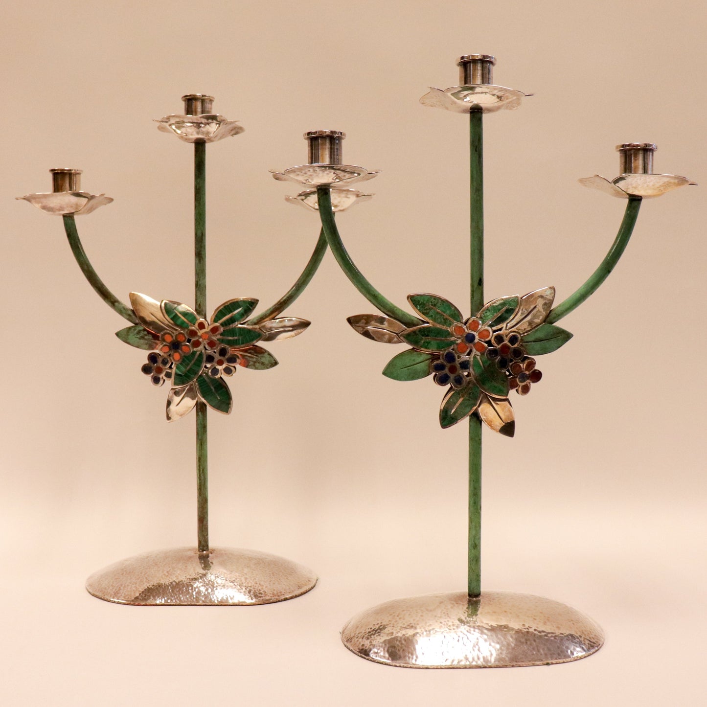 Emilia Castillo Sterling Silver, Copper and Hardstone Table Garniture