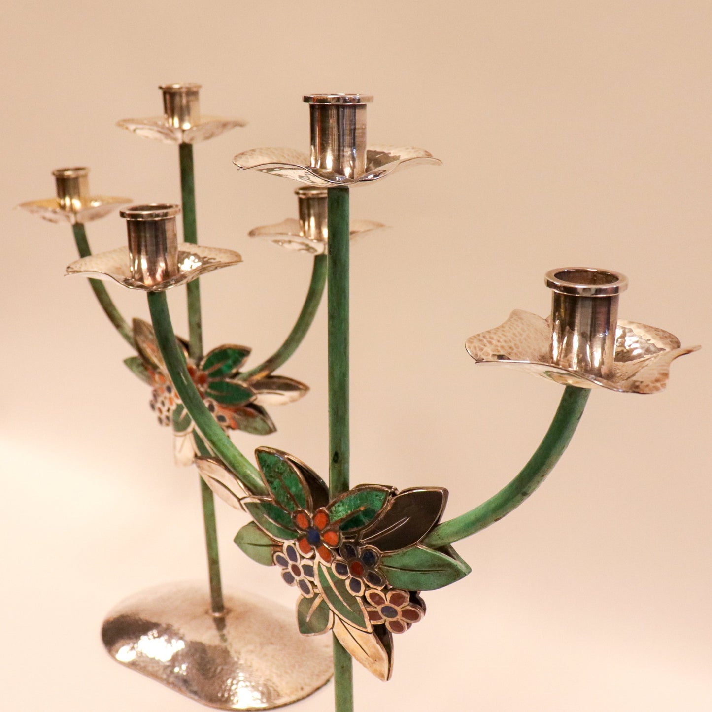 Emilia Castillo Sterling Silver, Copper and Hardstone Table Garniture