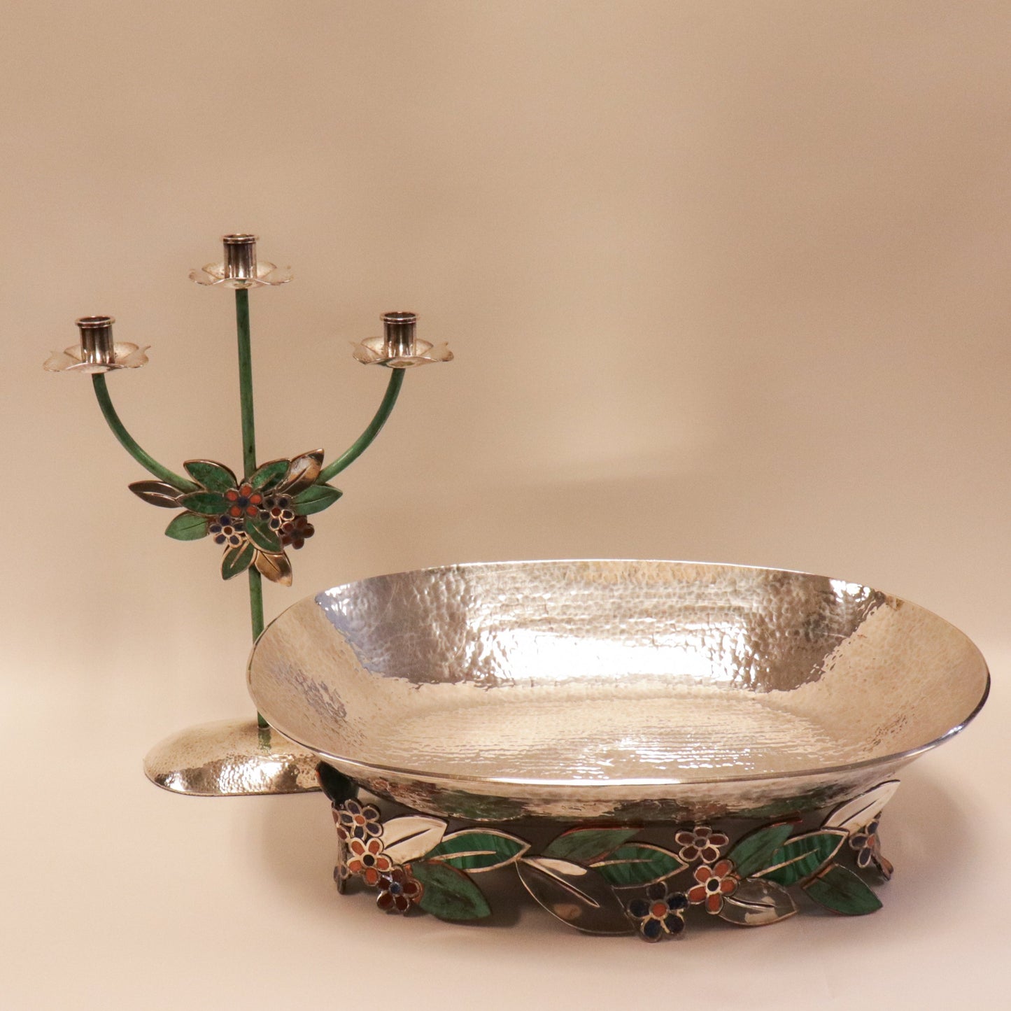 Estate Emilia Castillo Sterling Silver, Copper and Hardstone Table Garniture