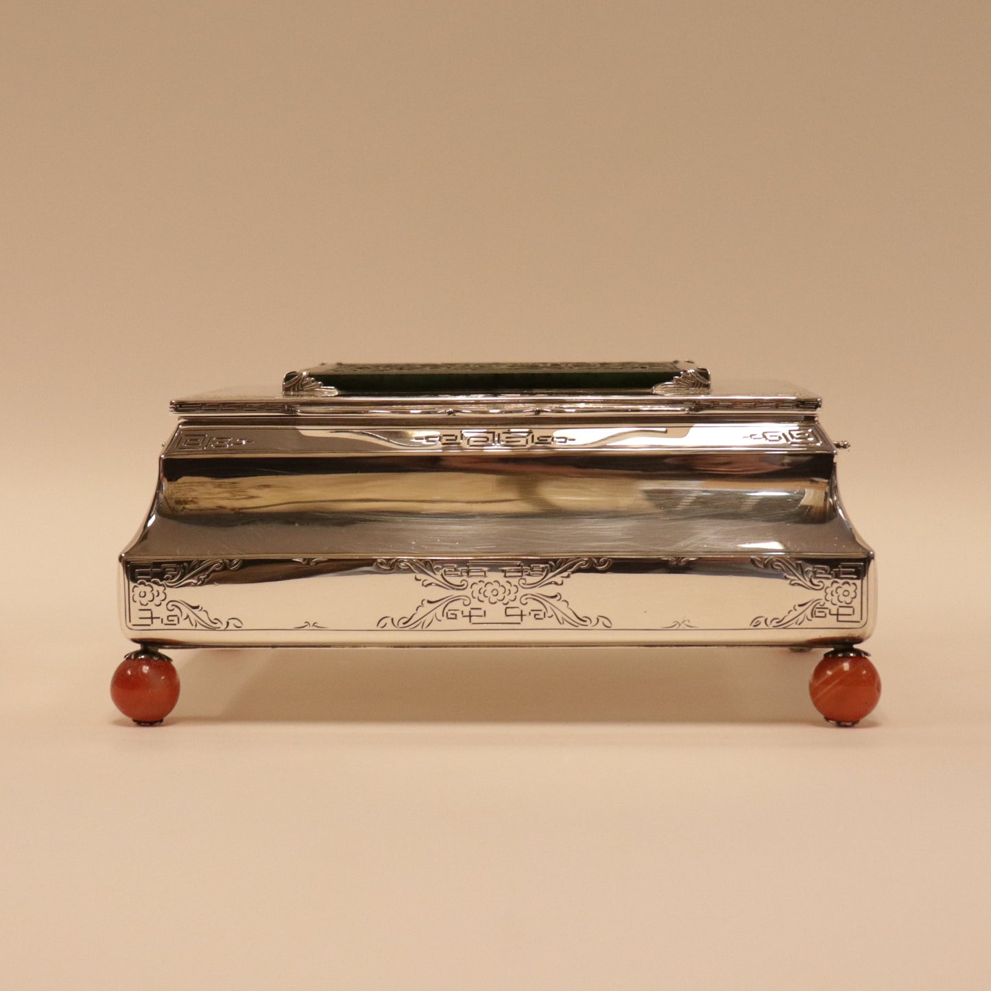 Edward Farmer Large Sterling Silver and Hardstone Table Box